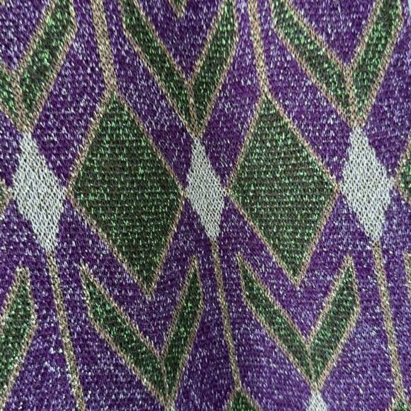 Dixie Metallic Wide Leg Pants Disco 70s 80s Purple Green Gold S Italy - Picture 4 of 13